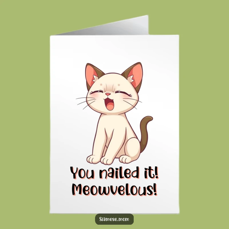 Free Printable Siamese Cat Congrats Card - Cute Yawn Funny Downloadable Gift