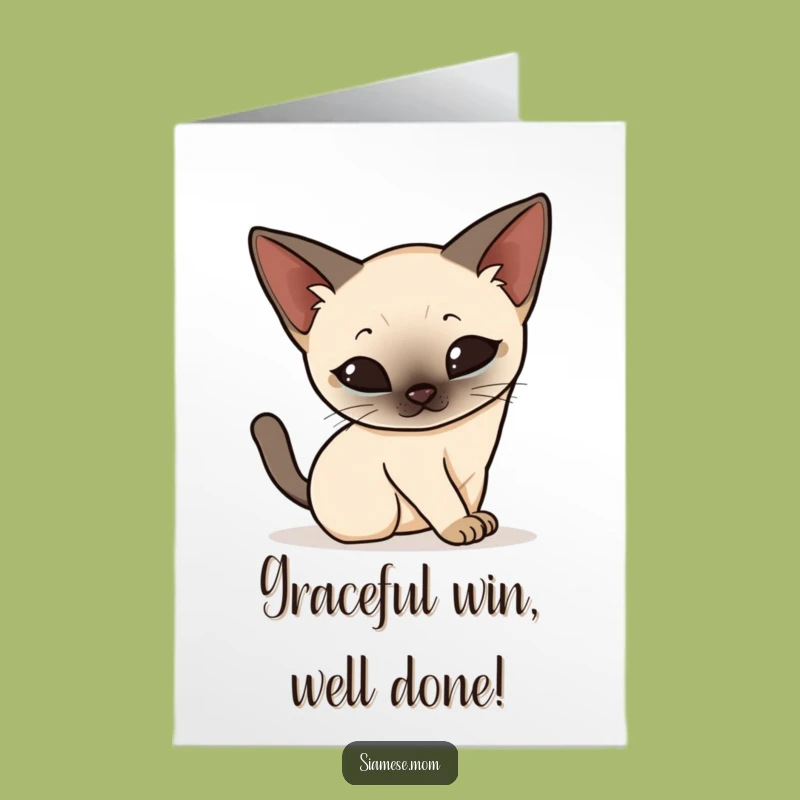 Free Printable Congrats Card: Graceful Siamese Cat Stretch Achievement Art