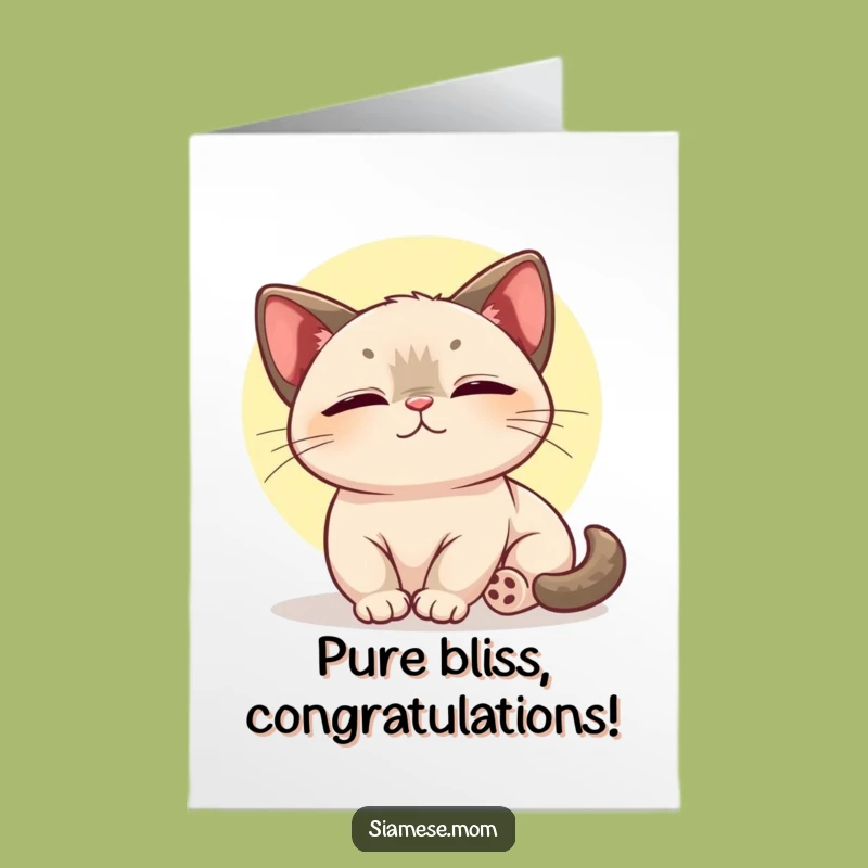 Kawaii Siamese Congrats Card Free Printable - Blissful Cat Lover Downloadable