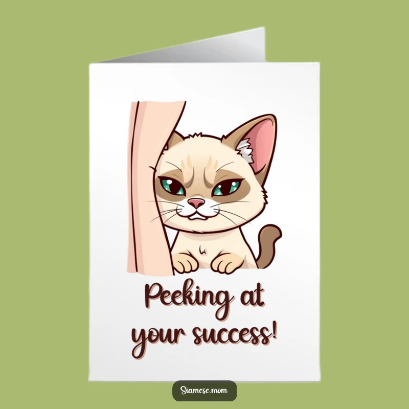 Free Printable Siamese Cat Congratulations Card: Sly Grin Downloadable Surprise