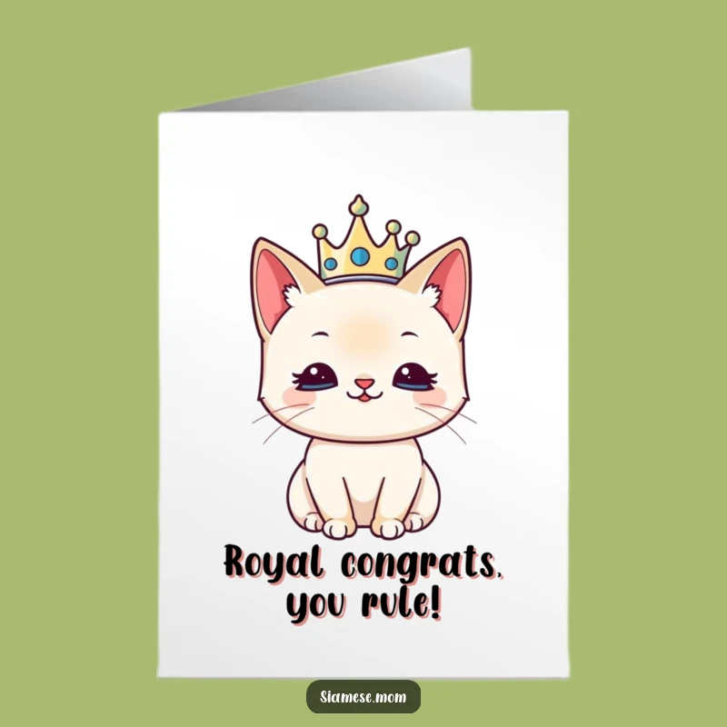 Kawaii Siamese Congrats Card Free Printable - Regal Cat Downloadable