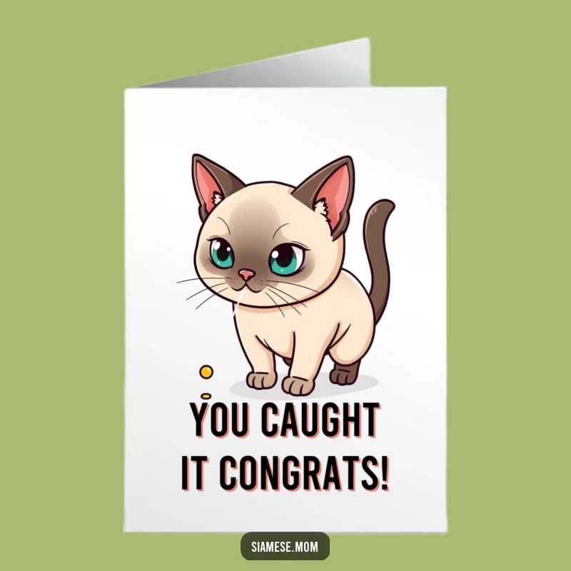 Kawaii Siamese Congrats Card Free Printable - Laser Cat Downloadable
