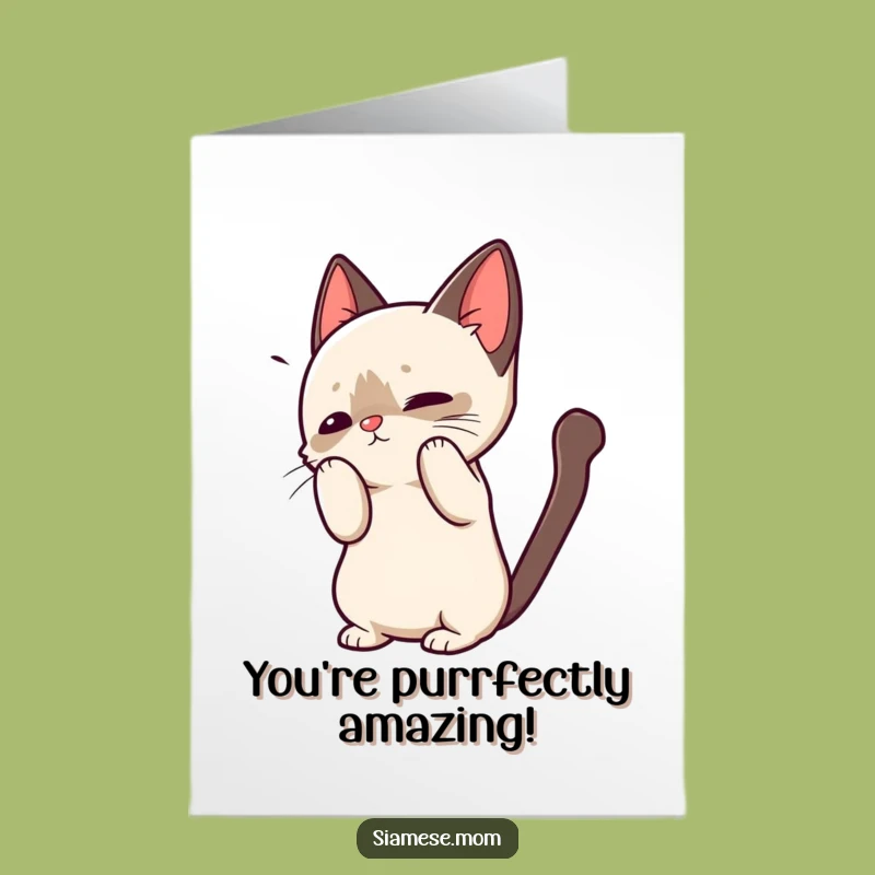 Free Printable Kawaii Siamese Cat Card for Sweet Greetings