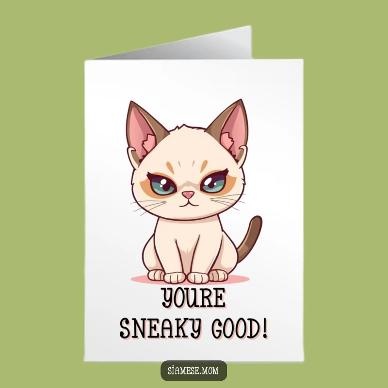 Siamese Cat Mischief: Free Printable Congratulations Card for Sly Wins