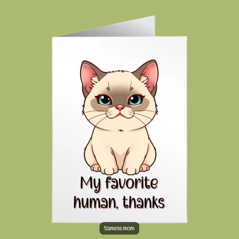 Free Printable Kawaii Siamese Cat Thank You Card: Pampered Gratitude Downloadable Gift