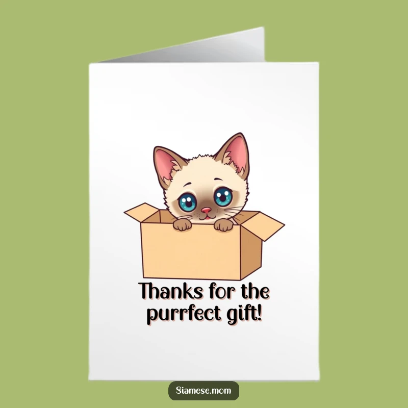 Free Printable Thank You Card: Funny Kawaii Siamese Cat Box Gratitude Gift