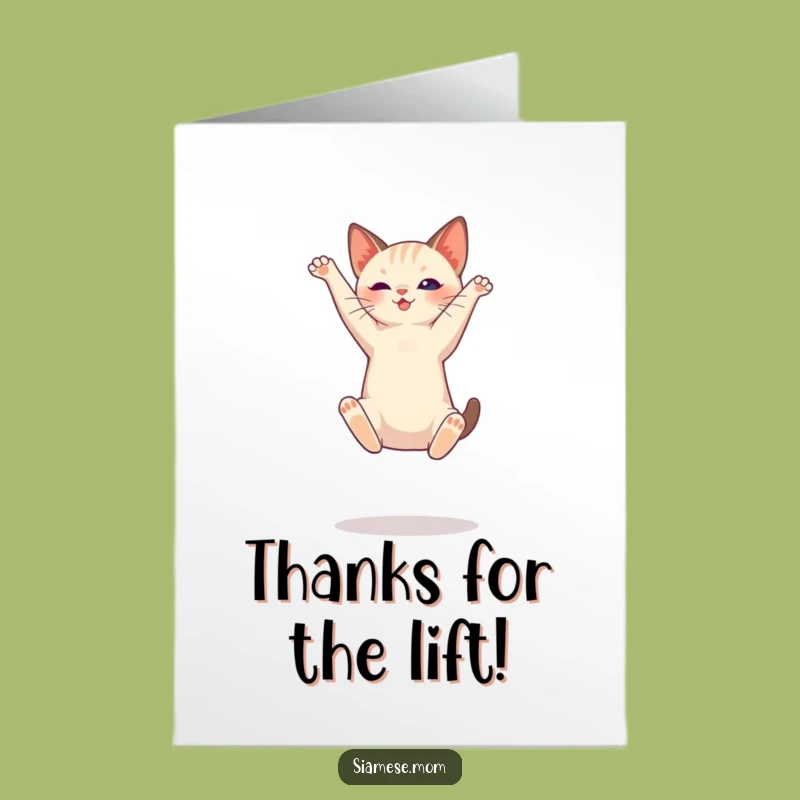Graceful Siamese Cat Thank You Card: Free Printable Appreciation Leap