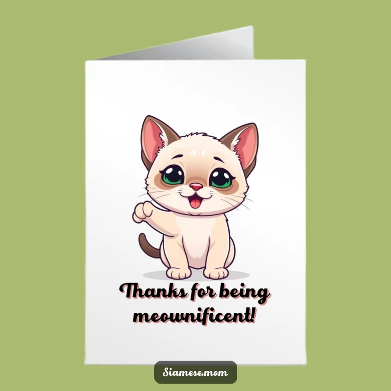 Free Printable Thank You Card: Playful Siamese Kitten - Energetic Appreciation Gift!