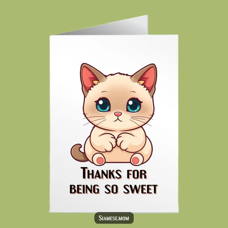 Free Printable Thank You Card: Neat Kawaii Siamese Cat