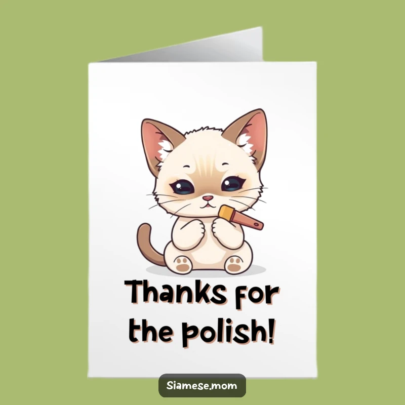 Free Printable Thank You Card: Tidy Thanks - Kawaii Siamese Cat - DIY