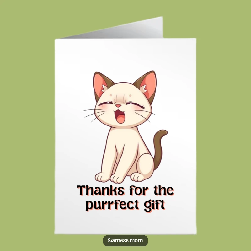 Free Printable Siamese Cat Thank You Card - Cute Yawn Funny Downloadable Gift
