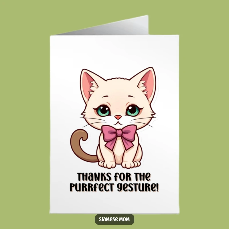 Free Printable Siamese Cat Bow Thank You Card - Humorous Downloadable Gift