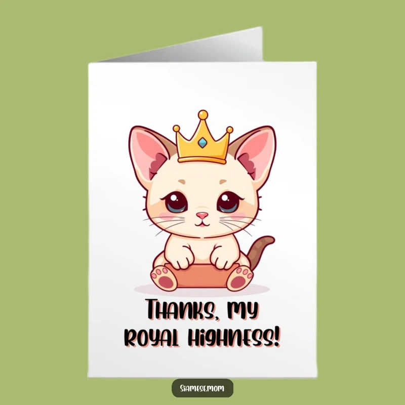 Free Printable Thank You Card: Royal Kitten Crown - Funny Regal Downloadable Gift!