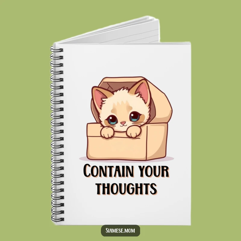 Funny Journal: Kawaii Siamese Kitten's Peek-a-Boo Thoughts Notebook