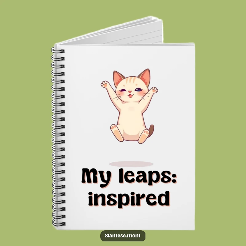 Funny Siamese Cat Jumping Notebook - Feline Agility Journal Gift