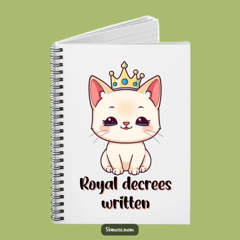 Kawaii Siamese Cat Notebook - Royal Thoughts, Funny Journal for the King/Queen