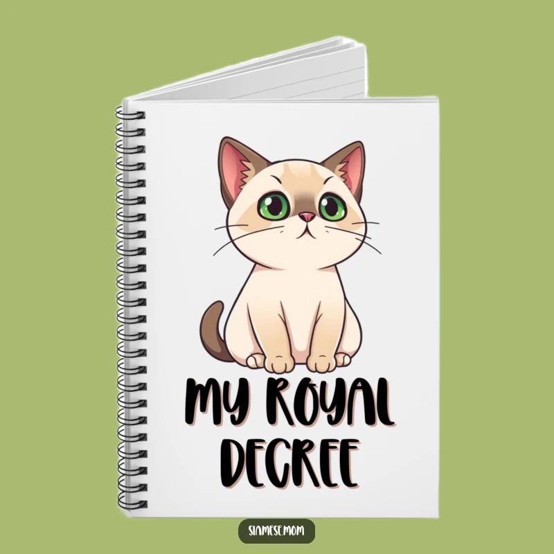 Funny Regal Cat Notebook: Kawaii Siamese Ruler Journal for Notes Gift
