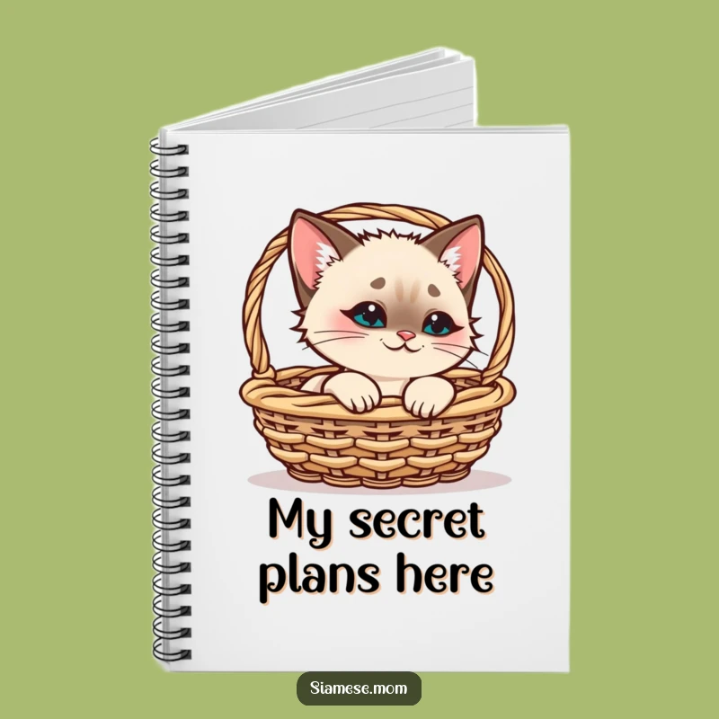 Funny Siamese Cat Notebook - Kawaii Cat Peeking Diary - Perfect Journaling Funny Gift