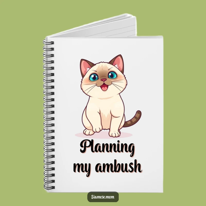 Funny Kawaii Siamese Cat Notebook - Playful Pounce Journal for Energetic Notes