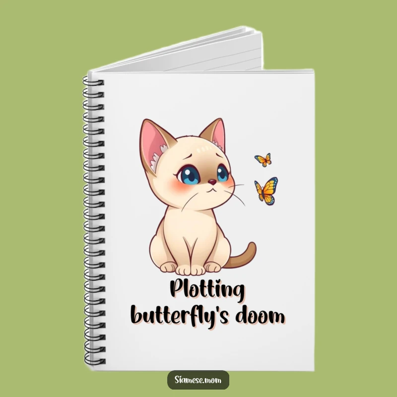 Funny Kawaii Siamese Cat Notebook - Alert Butterfly Watcher Journal for Witty Notes