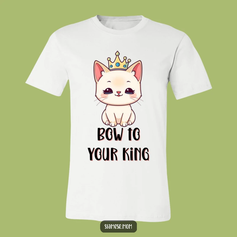 Kawaii Siamese Cat T-Shirt - Tiny Crown King, Funny and Regal Cat Apparel