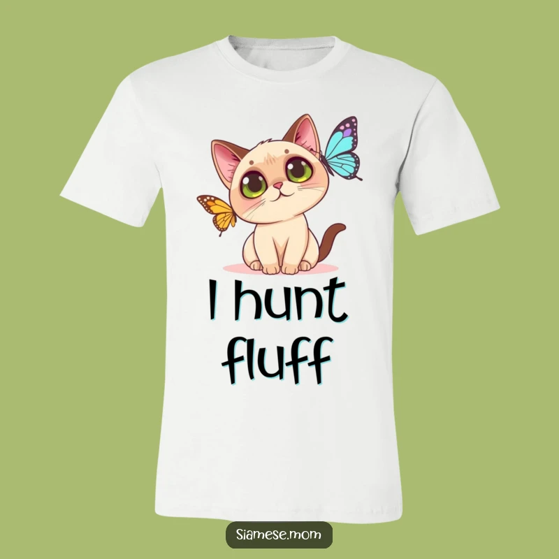 Funny Kawaii Siamese Cat T-Shirt: Adorable Butterfly Hunter - Great Gift