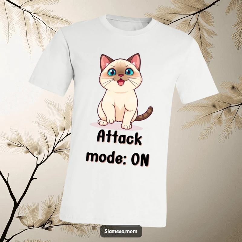 Funny Kawaii Siamese Cat T-Shirt Playful Pounce Ready to Spring, Humorous Active Apparel