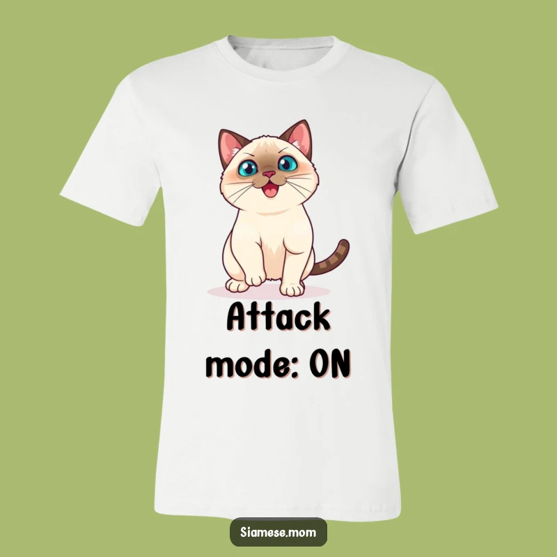 Funny Kawaii Siamese Cat T-Shirt - Playful Pounce Tee for Active Humor Enthusiasts