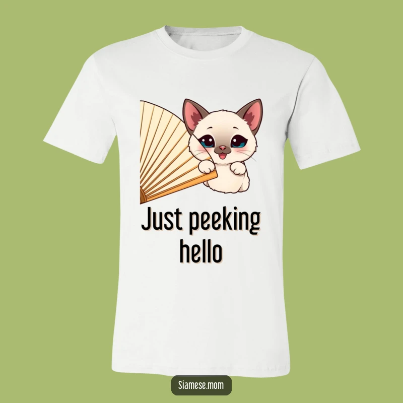 Funny Siamese Cat Fan T-Shirt: Happy Peek & Cheerful Cat Apparel