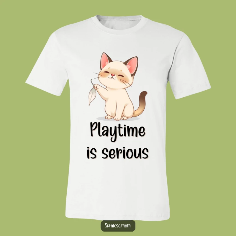 Funny Siamese Cat Feather T-Shirt - Captivating Playtime Design