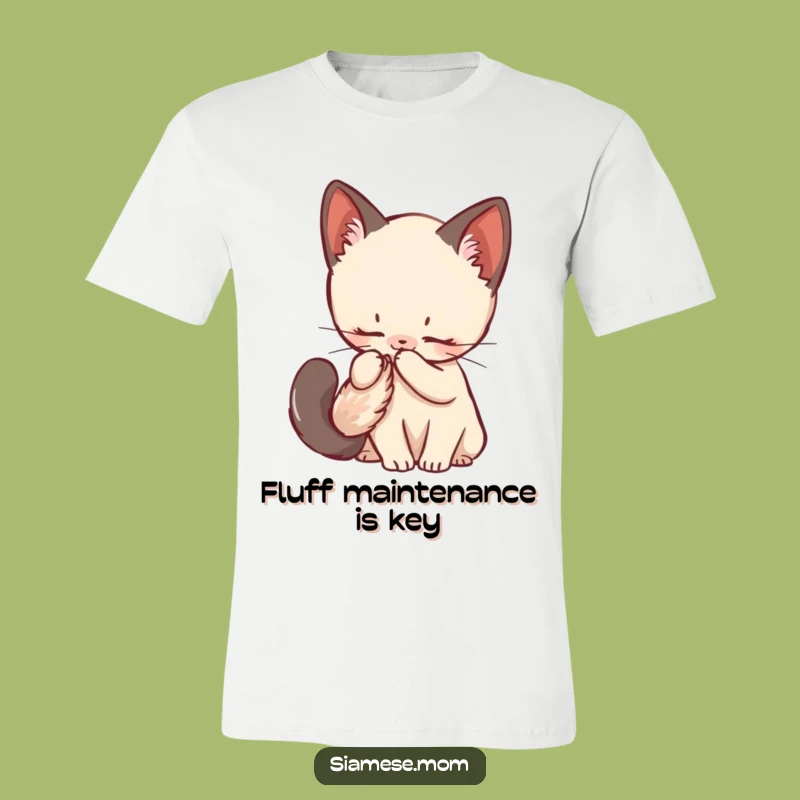 Funny Siamese Kitten Grooming Tee - Fluffy Tail Kawaii Style, Great Gift!