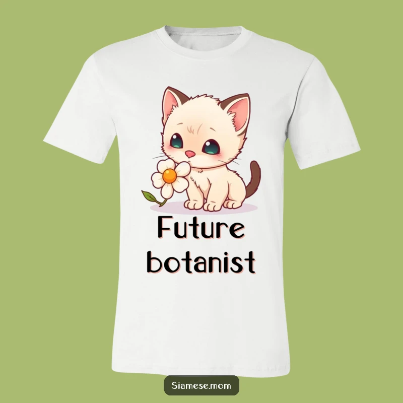 Funny Unisex T-Shirt: Kawaii Siamese Kitten Exploring Nature's Scent