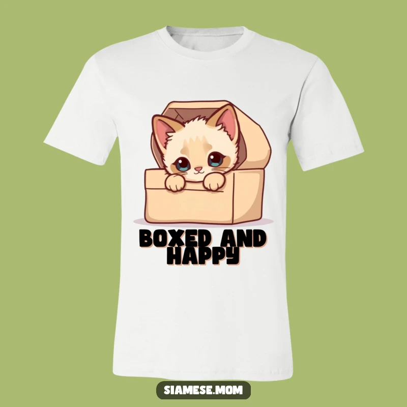 Funny Unisex T-Shirt: Kawaii Siamese Kitten's Cozy Box Hideout