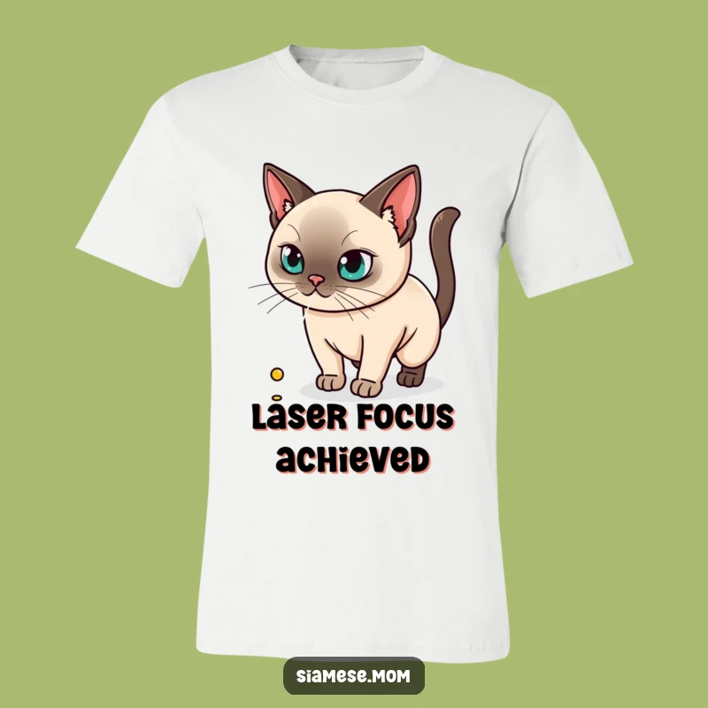 Kawaii Siamese Cat T-Shirt - Laser Dot Hunter, Funny and Energetic Cat Apparel