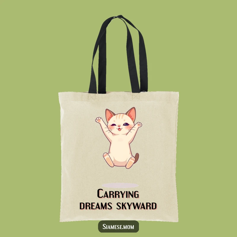 Funny Siamese Cat Jumping Tote Bag - Elegant Feline Carry-All Gift
