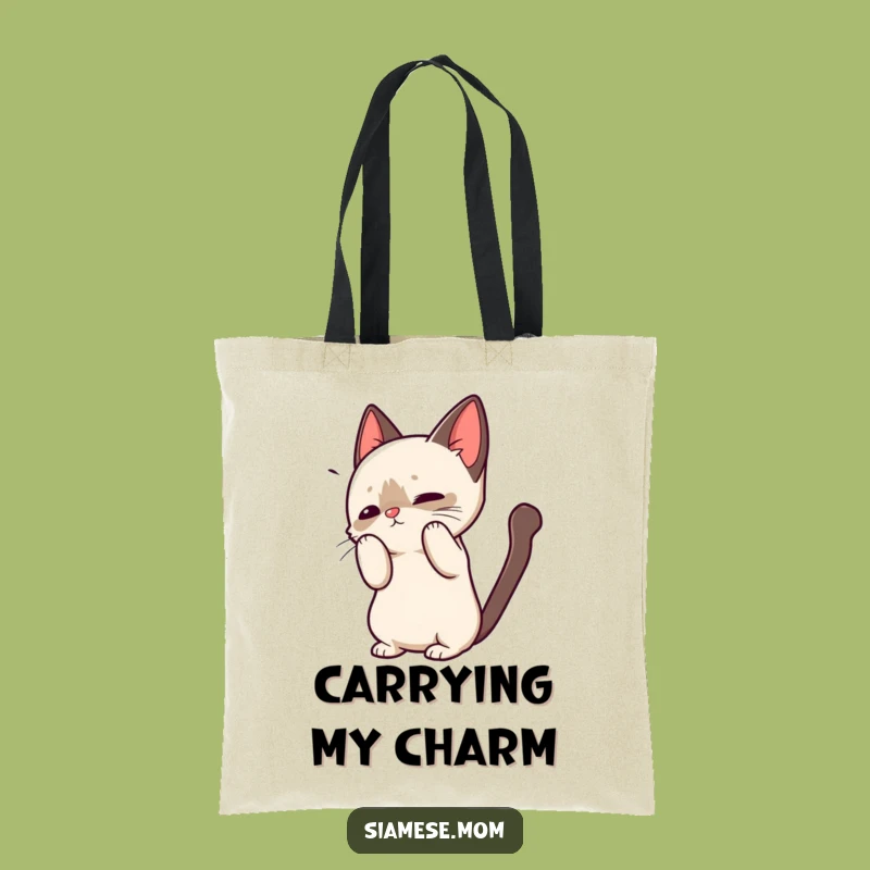 Funny Kawaii Siamese Cat Tote Bag - Cute Greeting Carry-All