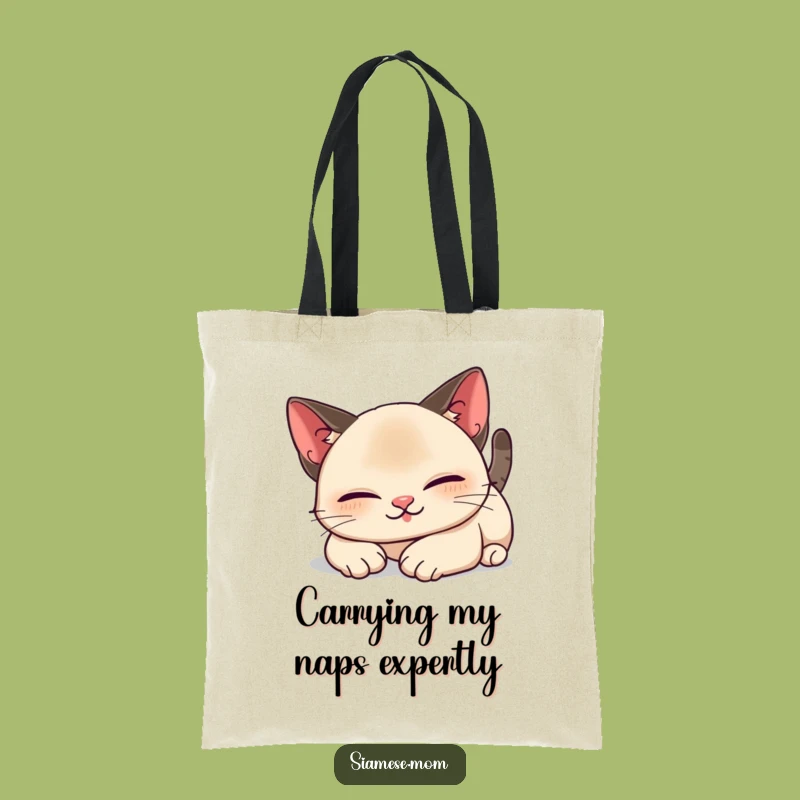 Funny Kawaii Siamese Cat Tote Bag: Lazy Stretch Style, Chic Gift for Cat Owners