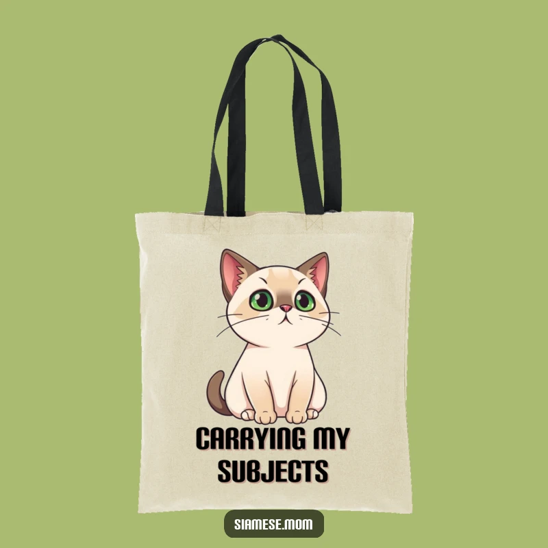 Funny Regal Cat Tote Bag: Kawaii Siamese Ruler for Majestic Gift