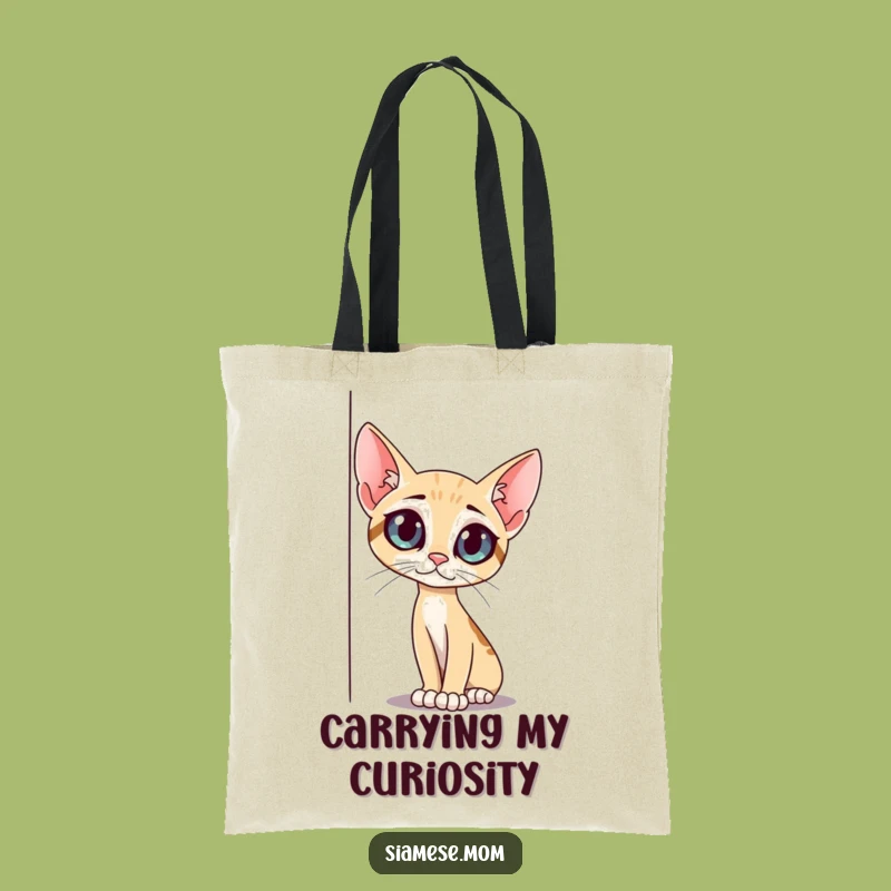 Funny Curious Cat Tote Bag: Peeking Around Corner - Carry Your Love Gift