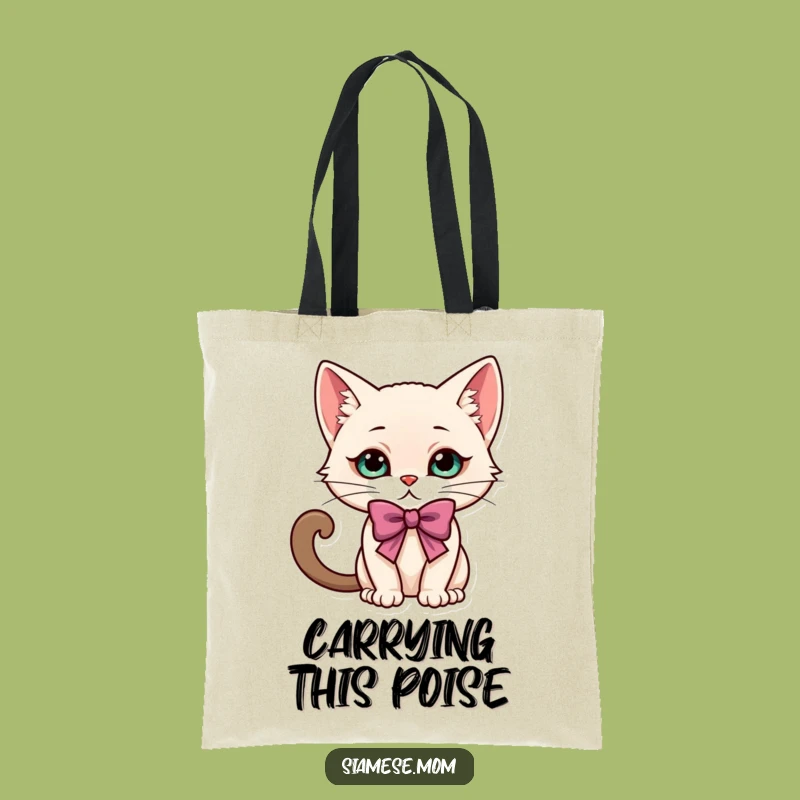 Funny Kawaii Siamese Cat Bow Tote Bag: Stylish & Playful Cat Accessory