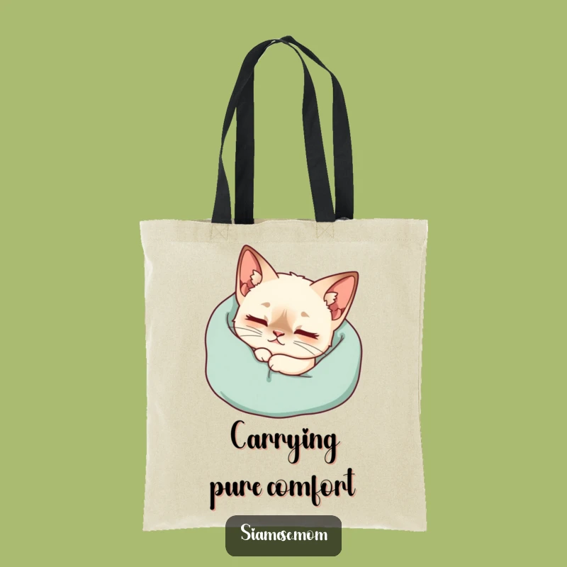 Funny Kawaii Siamese Cat Tote Bag - Cozy Blanket Purr Accessory for Everyday Comfort