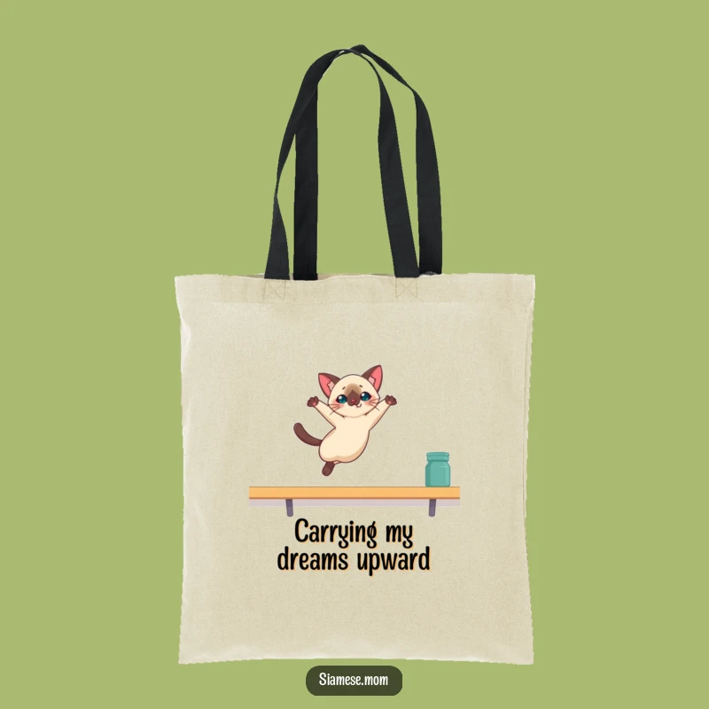 Funny Kawaii Siamese Cat Tote Bag: Graceful Leap Design, Great Funny Gift