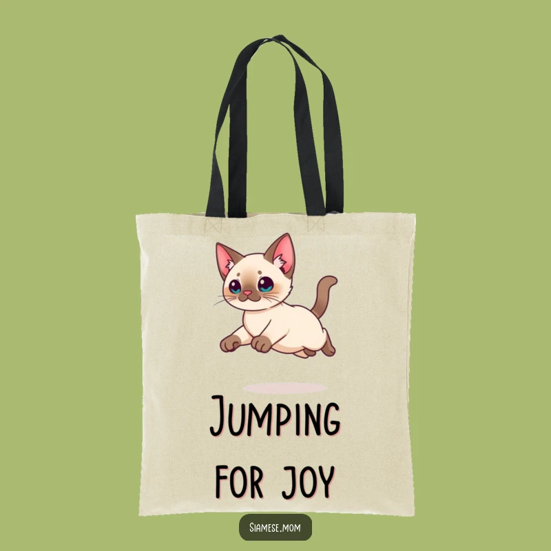 Funny Kawaii Siamese Cat Tote Bag: Graceful Leap Style, Chic Gift for Cat Lovers