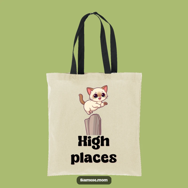 Funny Kawaii Siamese Cat Tote Bag: High Perch Explorer - Eco Gift