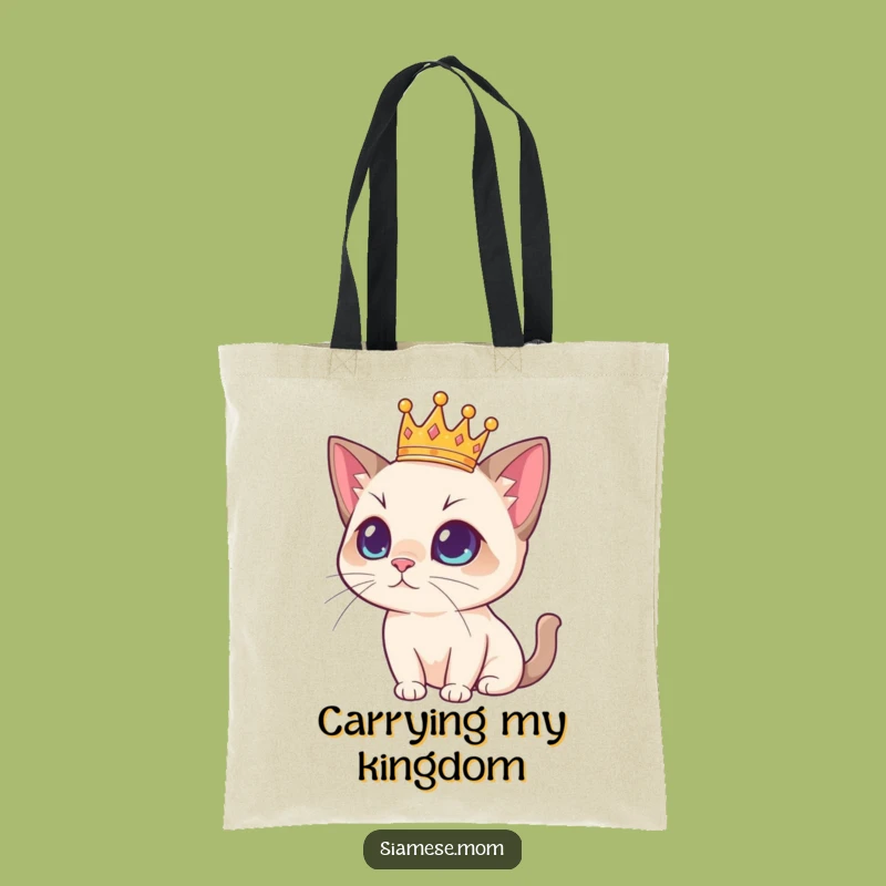 Funny Regal Siamese Cat Tote Bag with Crown - Chic Royal Feline Accessory!