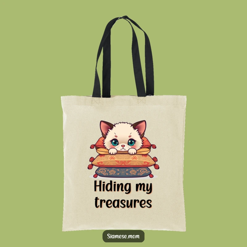 Funny Siamese Cub Tote Bag: Cute Kitten Shopping Bag for Cat Lovers