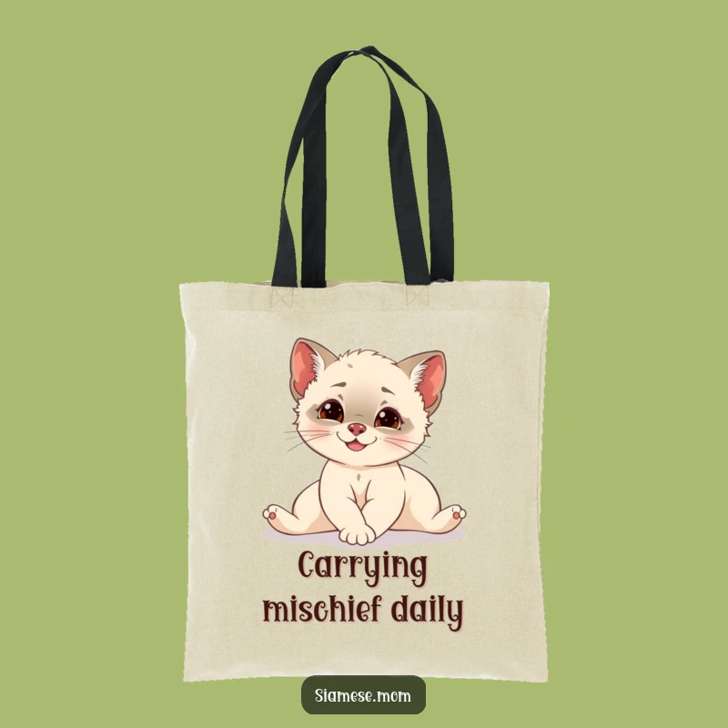 Funny Siamese Cub Tote Bag: Elegant Stretch Shopping Bag